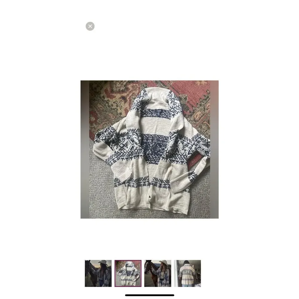 Chaps X Ralph Lauren Fair Isle Southwest Tribal Cozy Sweater Print Coat Large